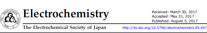 The Electrochemical Society of Japan http://dx.doi.org/10.5796/electrochemistry.85.447 447